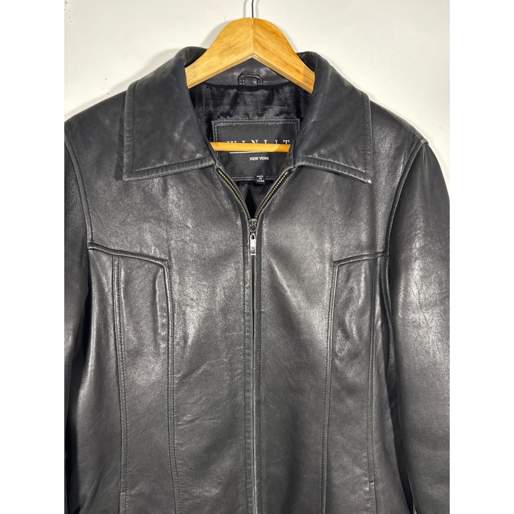 Winlit New York Mens Black Genuine Leather Full Zip Jacket Size L